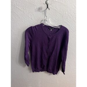 Cable‎ & Gauge Cardigan Size XL Purple Button Up 3/4 Sleeve Women